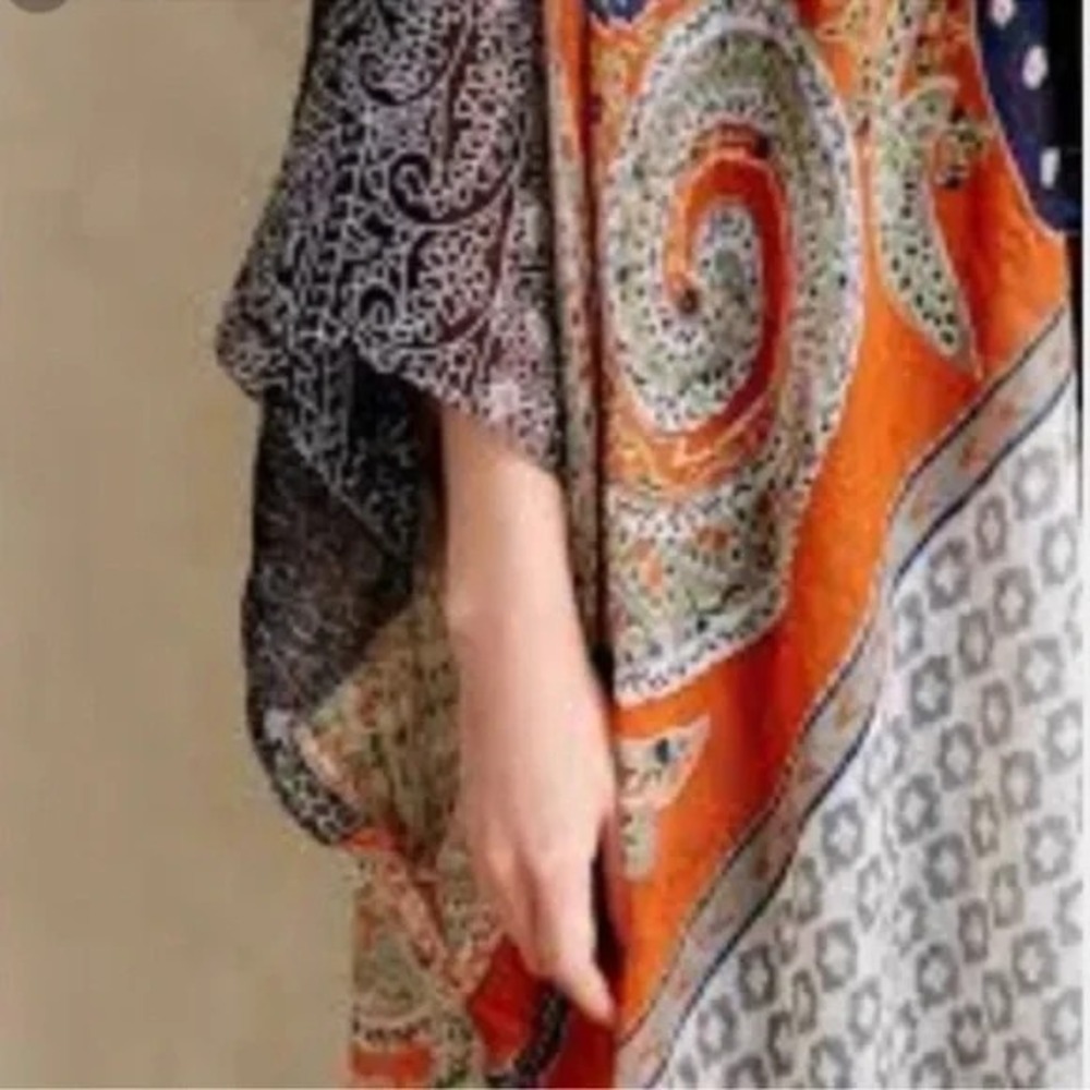 ANTHROPOLOGIE Kimono Sunlit Light Cover Up Scarf Dress Caftan Subtle Luxury OS - Picture 5 of 12